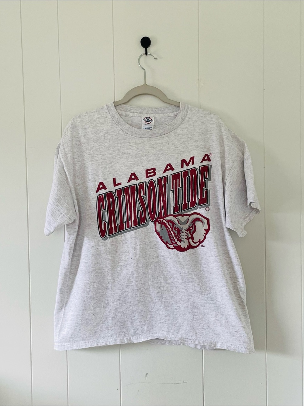 Delta White Heather Alabama Crimson Tide Graphic Tee with Crimson Logo